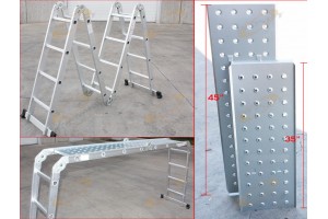 15.5 Ft Multi Purpose Aluminum Folding Step Platform Scaffold Ladder 330LB 15.5'